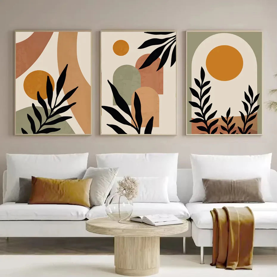 Lienzo Hojas Naranja Boho