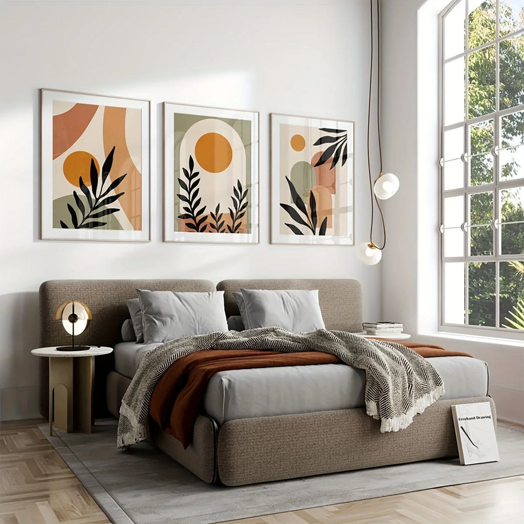 Lienzo Hojas Naranja Boho