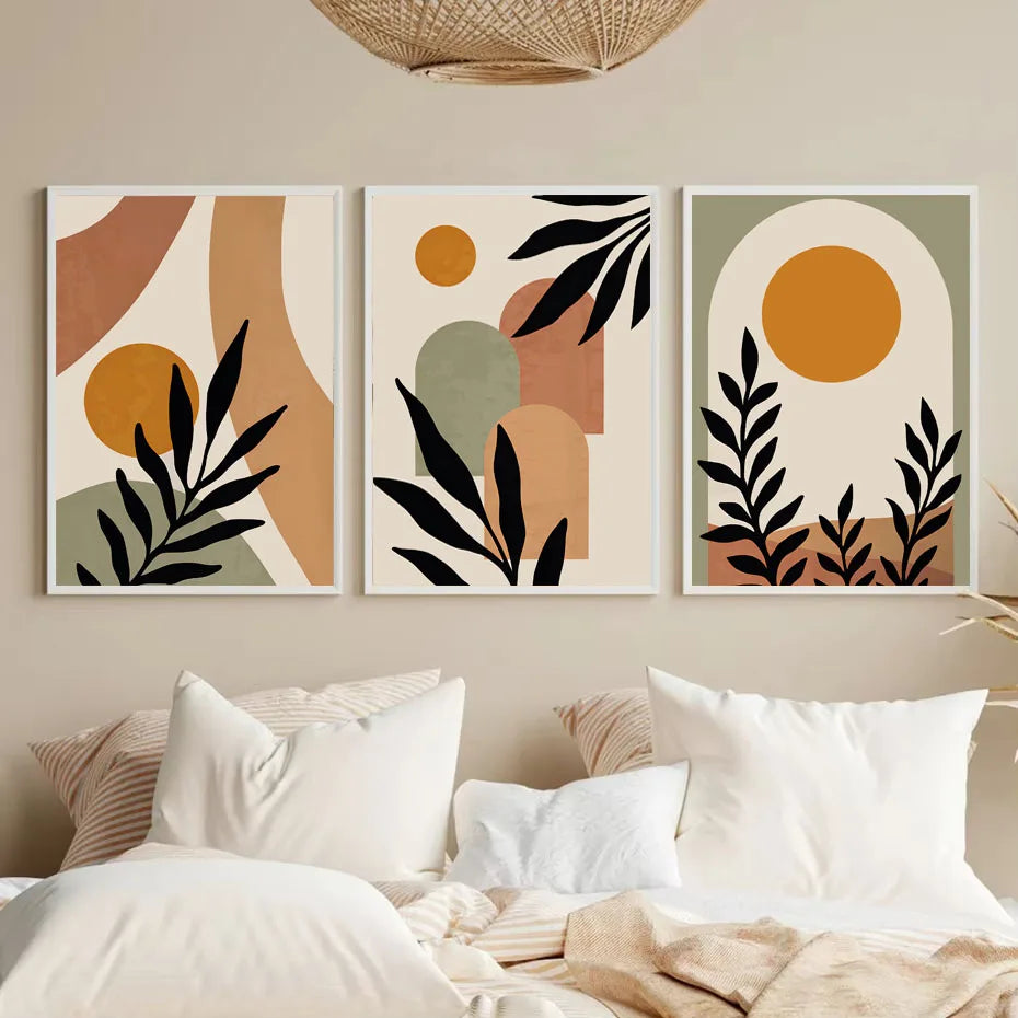 Lienzo Hojas Naranja Boho