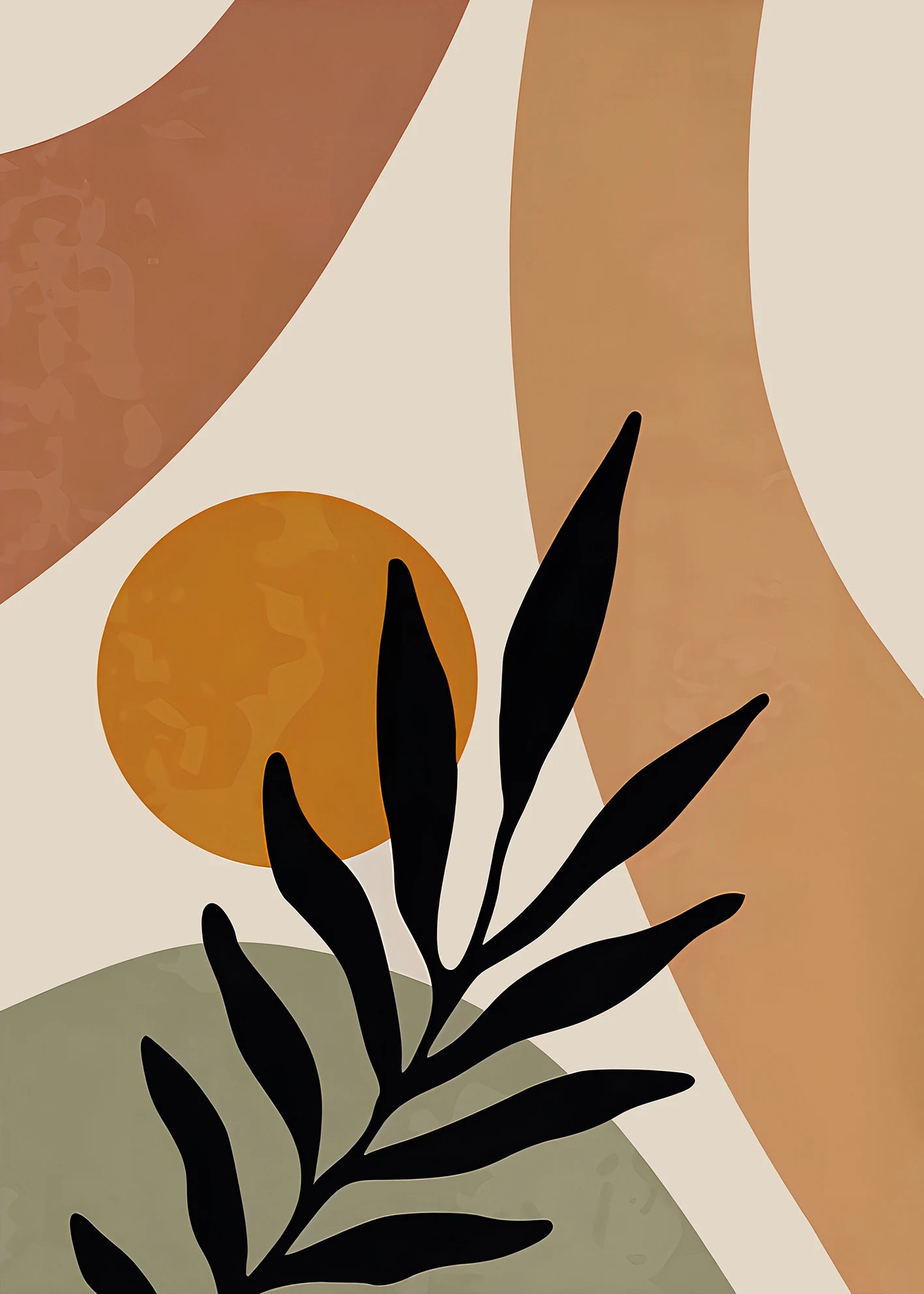 Lienzo Hojas Naranja Boho