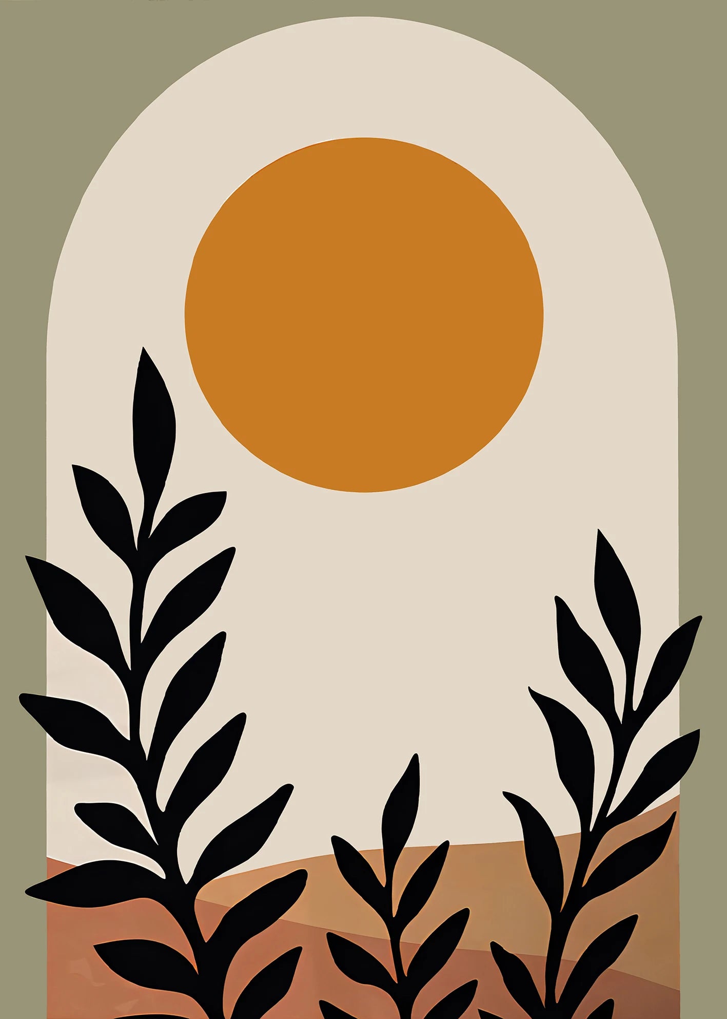 Lienzo Hojas Naranja Boho