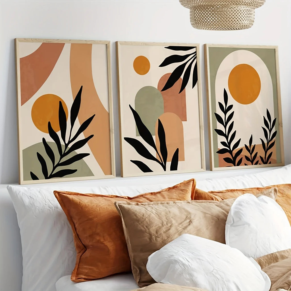 Lienzo Hojas Naranja Boho