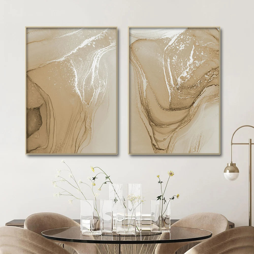 Tríptico Marbella - Abstracto Beige