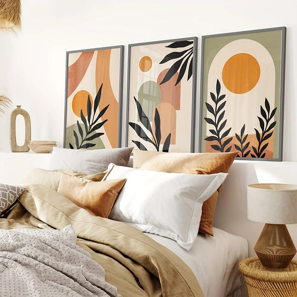 Lienzo Hojas Naranja Boho