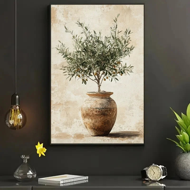 Lienzo Olivo en Florero