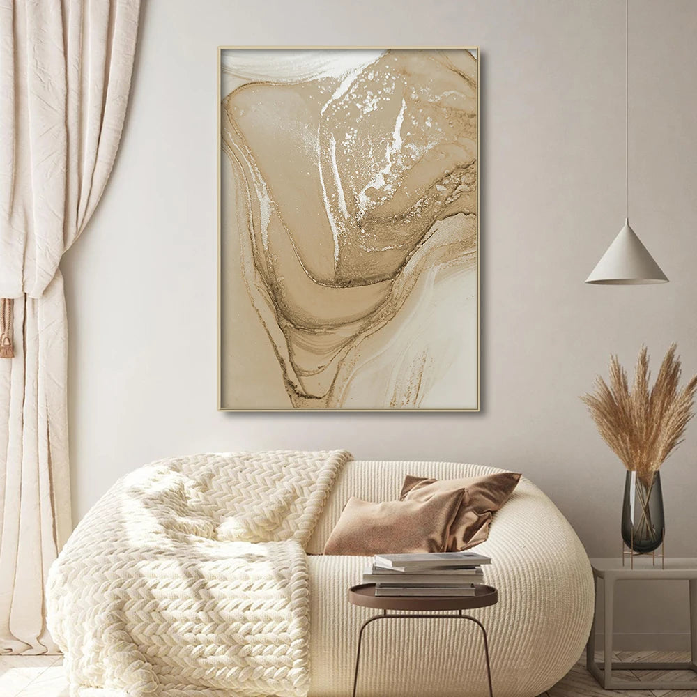 Tríptico Marbella - Abstracto Beige